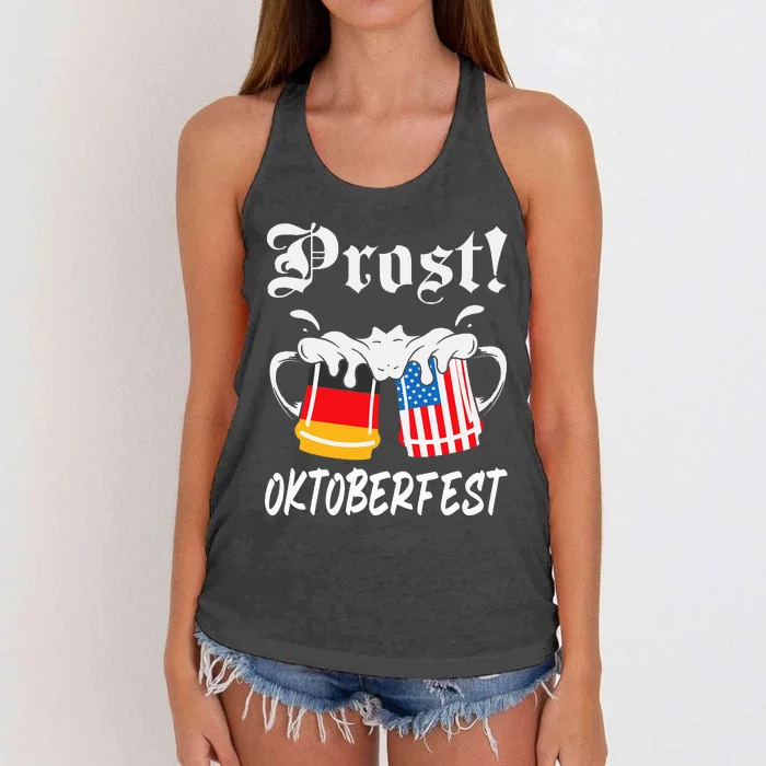 Prost Beer German American Oktoberfest Octoberfest Bier Women's Knotted Racerback Tank