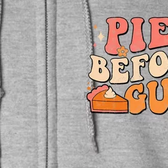 Pies Before Guys Pumpkin Autumn Thanksgiving Groovy Retro Full Zip Hoodie