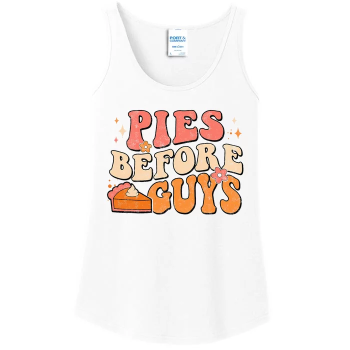 Pies Before Guys Pumpkin Autumn Thanksgiving Groovy Retro Ladies Essential Tank