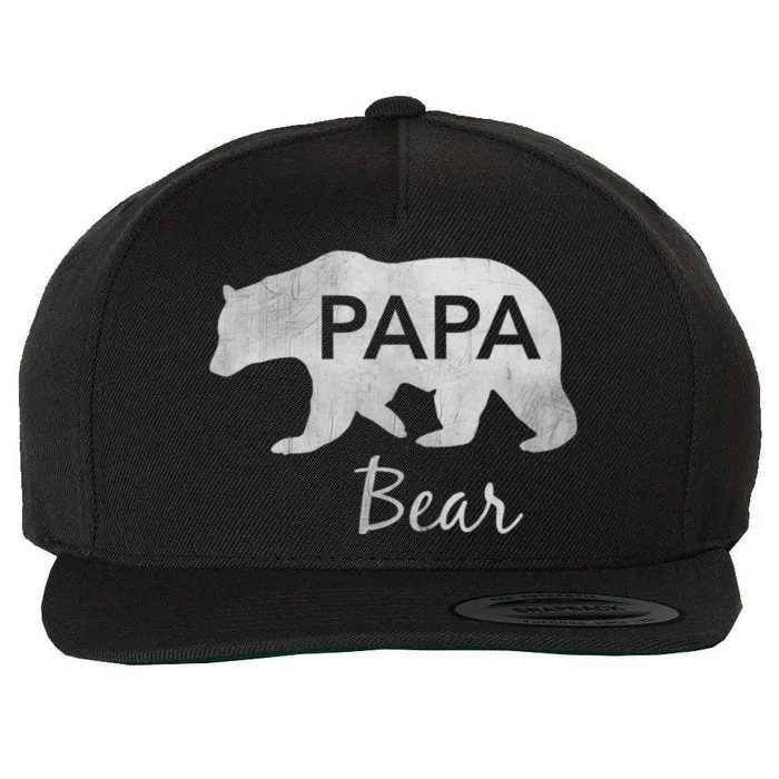 Papa Bear Great Gift For Dad Father Grandpa Wool Snapback Cap