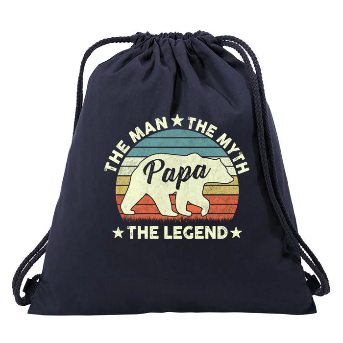 Papa Bear Gift For Fathers Day The Myth Legend Meaningful Gift Drawstring Bag