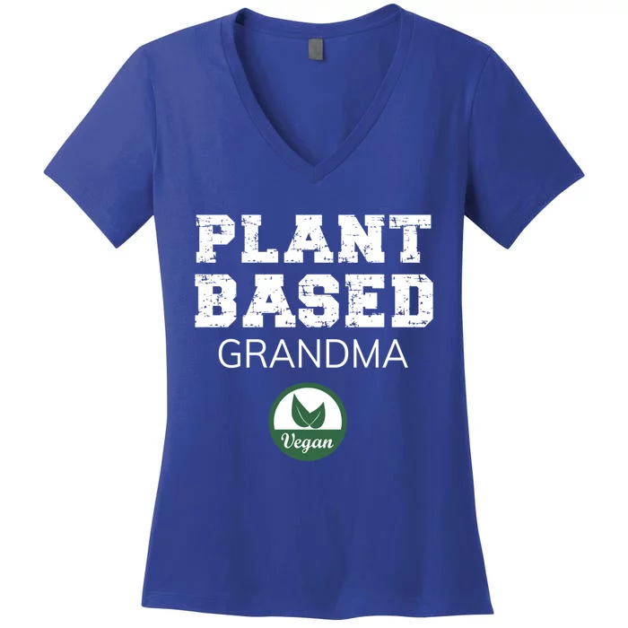 Plant Based Grandma Design Vegan Plantgiftbased Design Gift Women's V-Neck T-Shirt