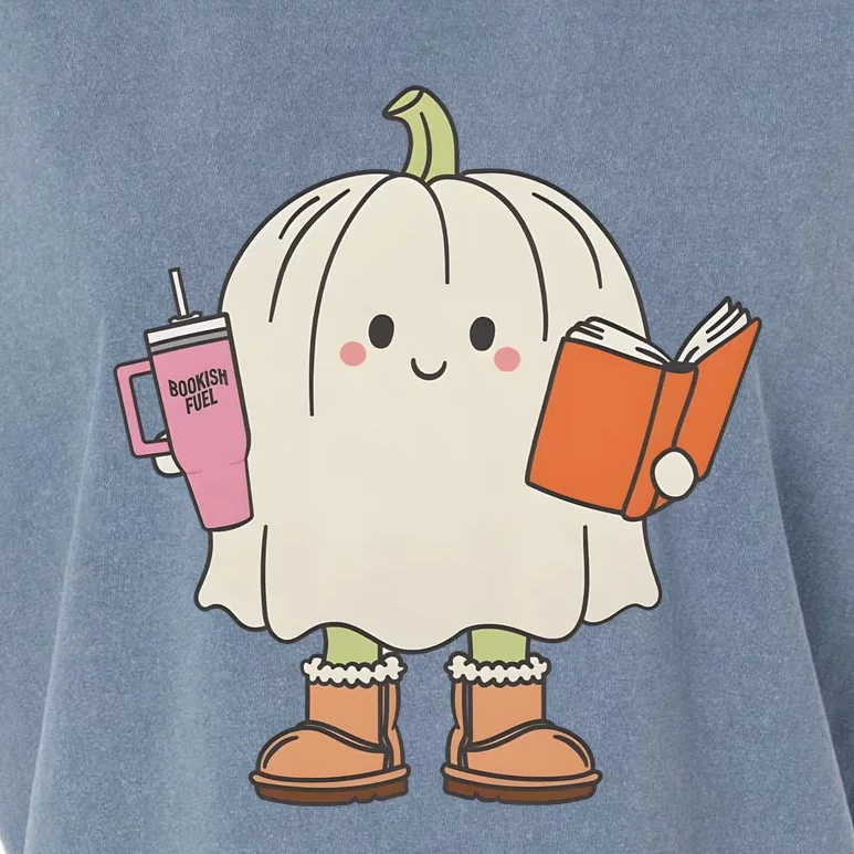 Pumpkin Bookish Ghost Fall Halloween Garment-Dyed Women's Muscle Tee