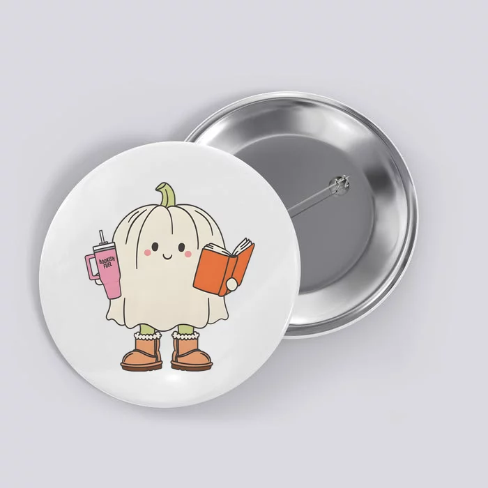 Pumpkin Bookish Ghost Fall Halloween Button