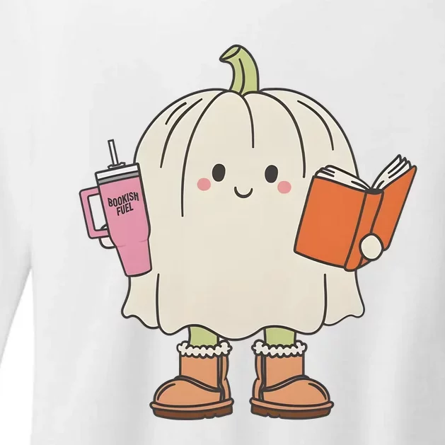 Pumpkin Bookish Ghost Fall Halloween Womens CVC Long Sleeve Shirt