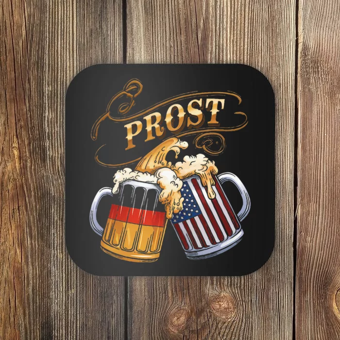 Prost Beer German American Flag Oktoberfest Coaster