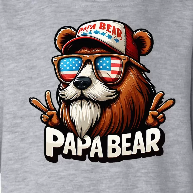 Papa Bear Gift Us American Flag Best Dad Toddler Hoodie