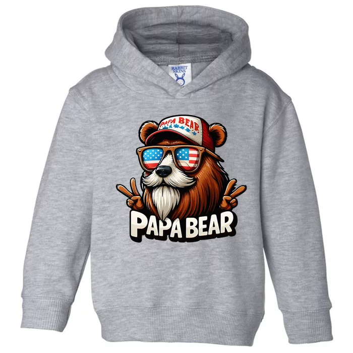 Papa Bear Gift Us American Flag Best Dad Toddler Hoodie