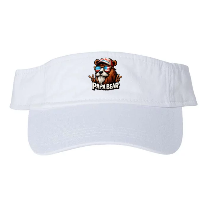 Papa Bear Gift Us American Flag Best Dad Valucap Bio-Washed Visor