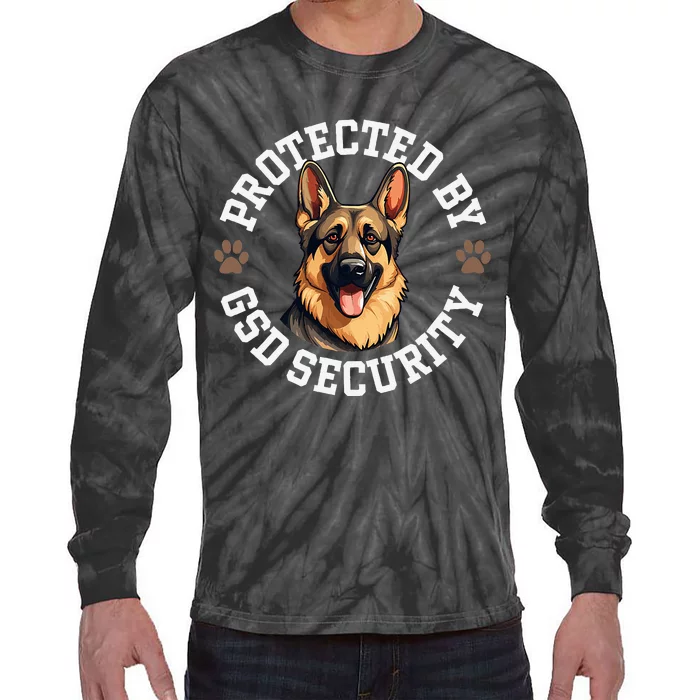 Protected By Gsd Security German Shepherd Dog Tie-Dye Long Sleeve Shirt