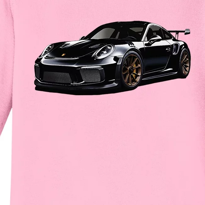 Porsc Black Gt 3 Rs Sport Car Coupe 911 Racecar Baby Long Sleeve Bodysuit