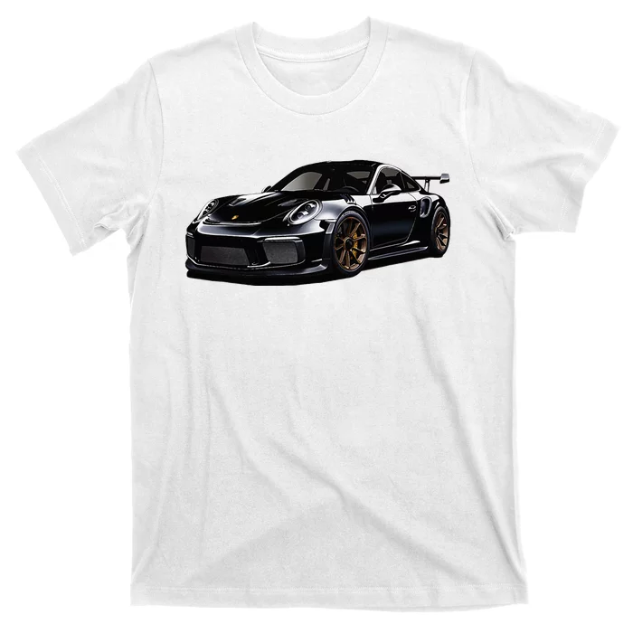 Porsc Black Gt 3 Rs Sport Car Coupe 911 Racecar T-Shirt