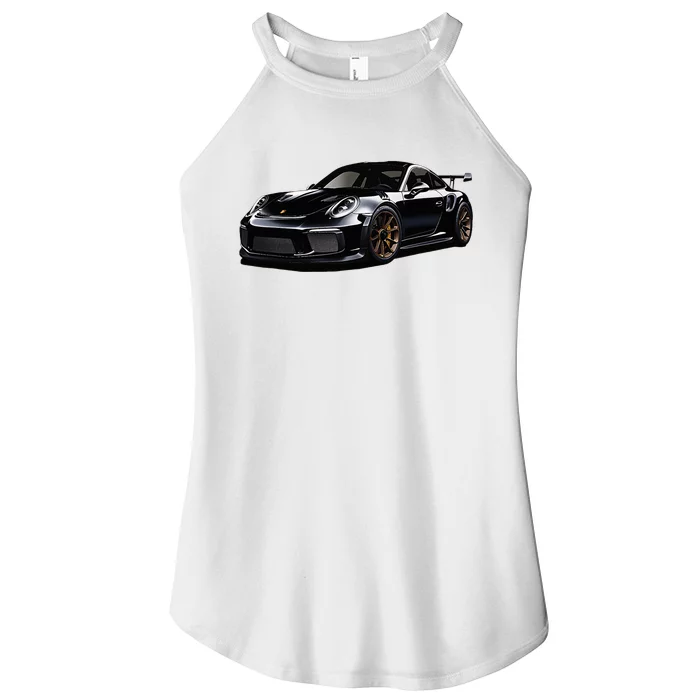 Porsc Black Gt 3 Rs Sport Car Coupe 911 Racecar Women’s Perfect Tri Rocker Tank