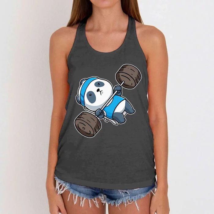 Panda Bear Gym Workout Training Bench Press Weightlifting Women's Knotted Racerback Tank