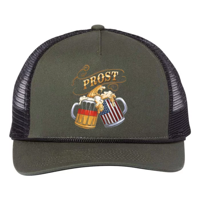 Prost Beer German American Flag Oktoberfest Retro Rope Trucker Hat Cap