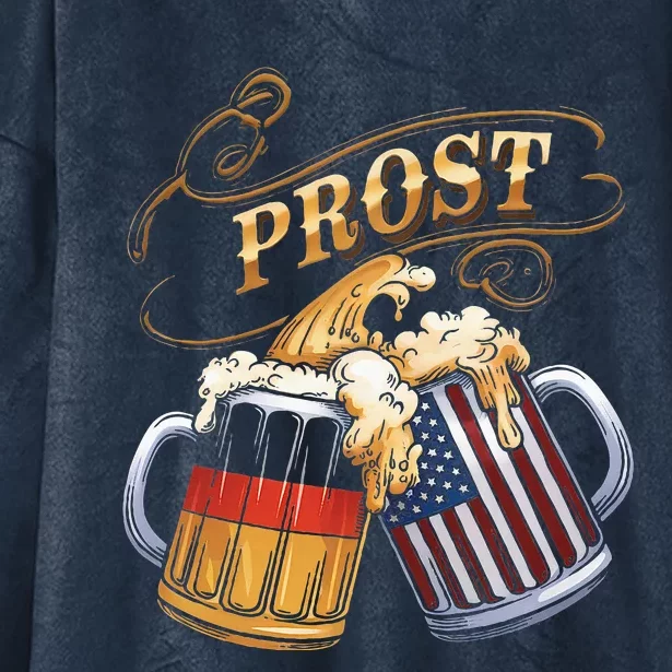 Prost Beer German American Flag Oktoberfest Hooded Wearable Blanket