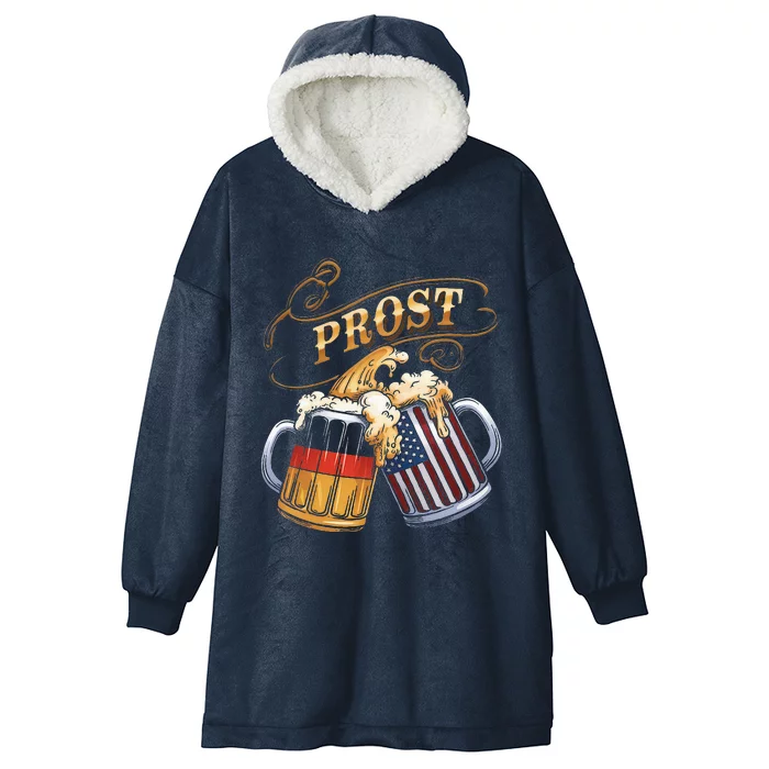 Prost Beer German American Flag Oktoberfest Hooded Wearable Blanket