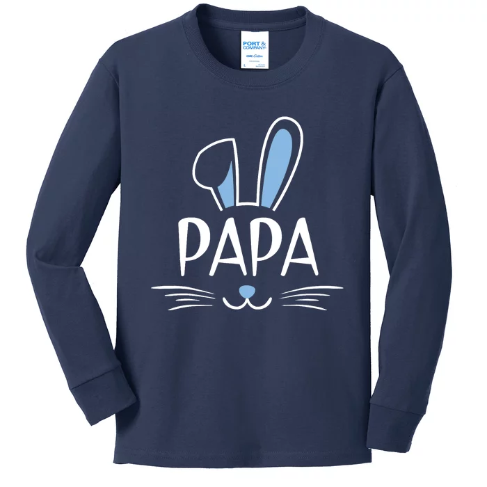 Papa Bunny Gift Rabbit Face Family Group Easter Father's Day Kids Long Sleeve Shirt