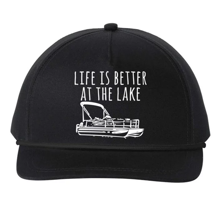 Pontoon Boat Gift Life Is Better At The Lake Snapback Five-Panel Rope Hat