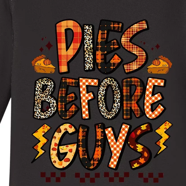 Pies Before Guys Baby Thanksgiving Vibes Groovy Baby Long Sleeve Bodysuit