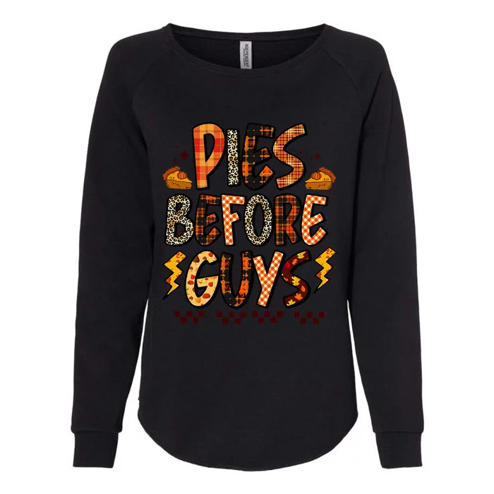 Pies Before Guys Baby Thanksgiving Vibes Groovy Womens California Wash Sweatshirt