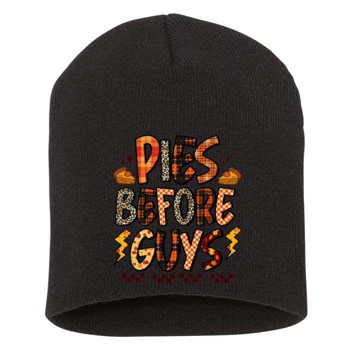 Pies Before Guys Baby Thanksgiving Vibes Groovy Short Acrylic Beanie