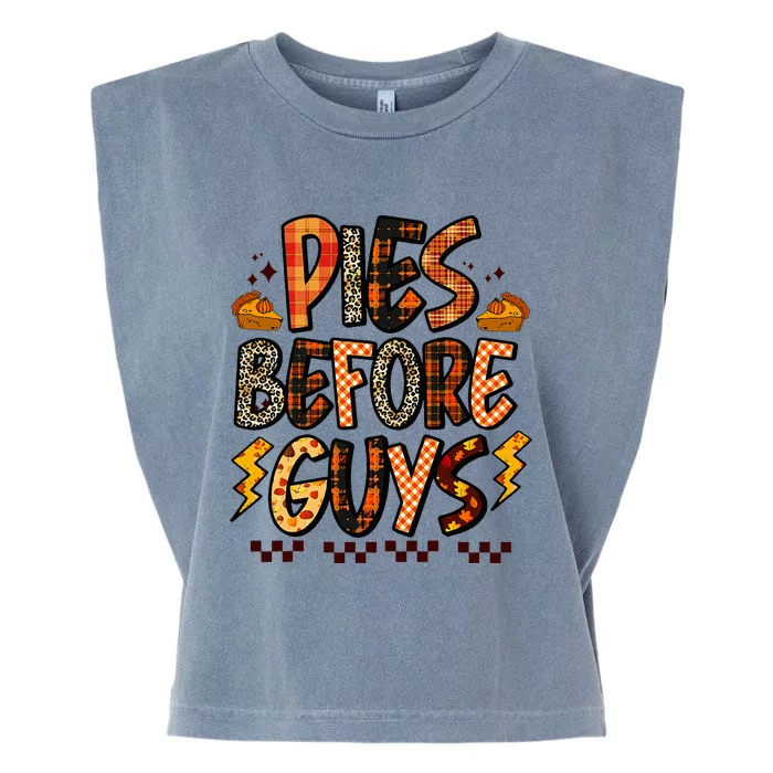 Pies Before Guys Baby Thanksgiving Vibes Groovy Garment-Dyed Women's Muscle Tee