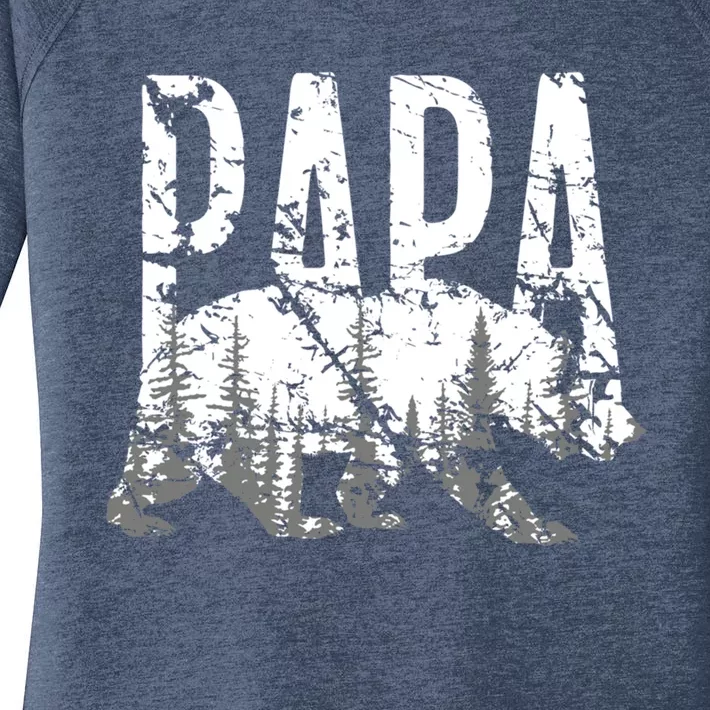 Papa Bear Great Gift Grunge Trees Gift Women's Perfect Tri Tunic Long Sleeve Shirt