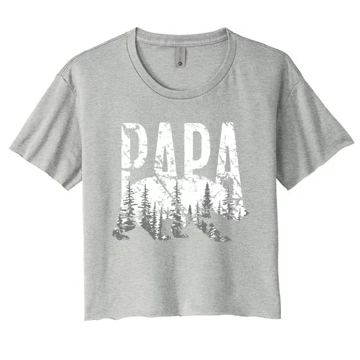 Papa Bear Great Gift Grunge Trees Gift Women's Crop Top Tee