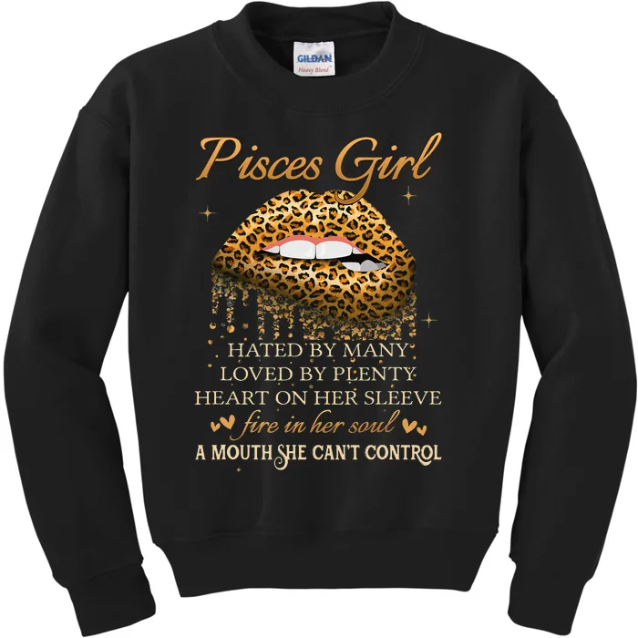 Pisces Birthday Gifts Funny Leopard Sexy Lip Kids Sweatshirt