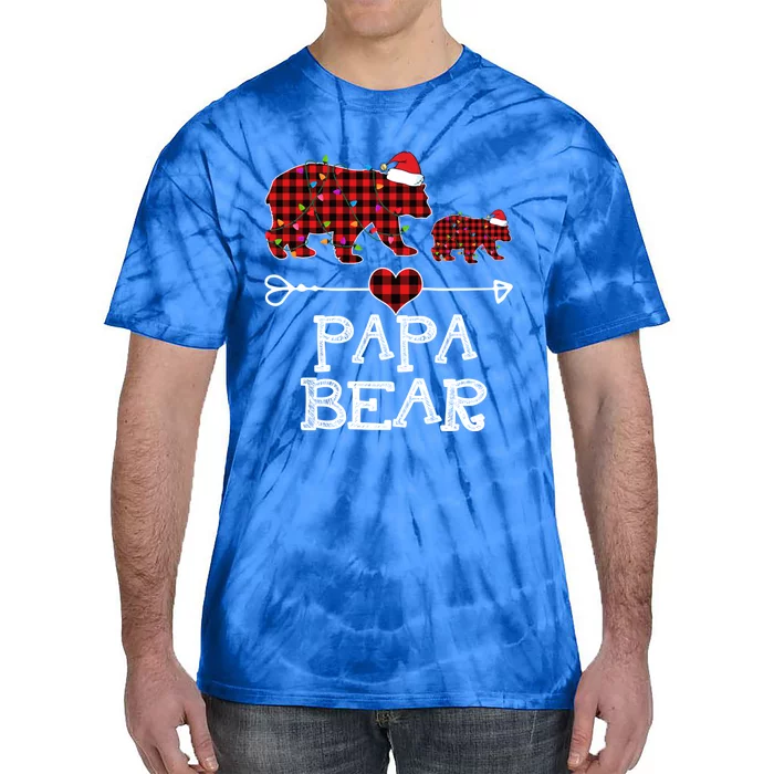 Papa Bear Gift Red Buffalo Plaid Papa Bear Pajama Gift Tie-Dye T-Shirt