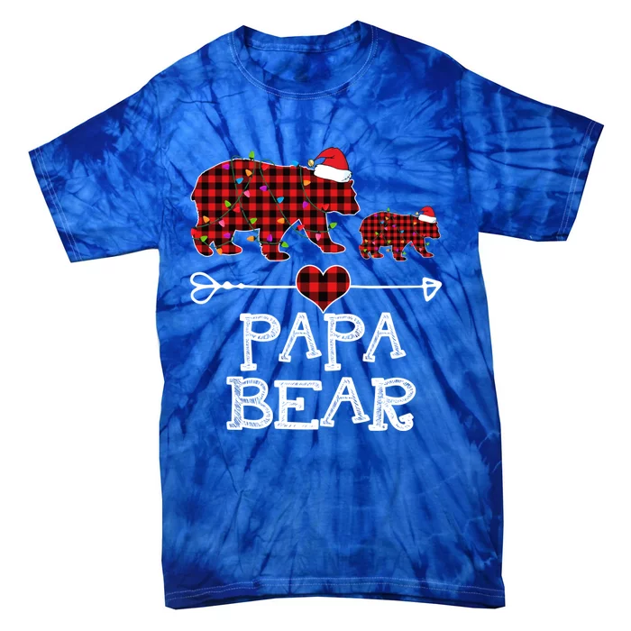 Papa Bear Gift Red Buffalo Plaid Papa Bear Pajama Gift Tie-Dye T-Shirt