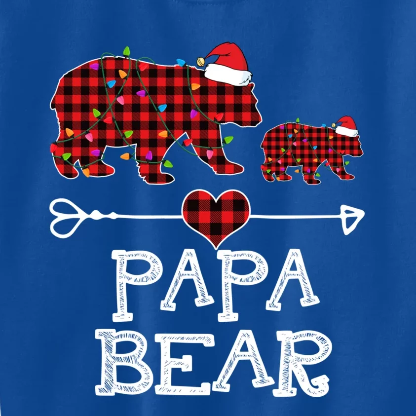 Papa Bear Gift Red Buffalo Plaid Papa Bear Pajama Gift Kids Sweatshirt