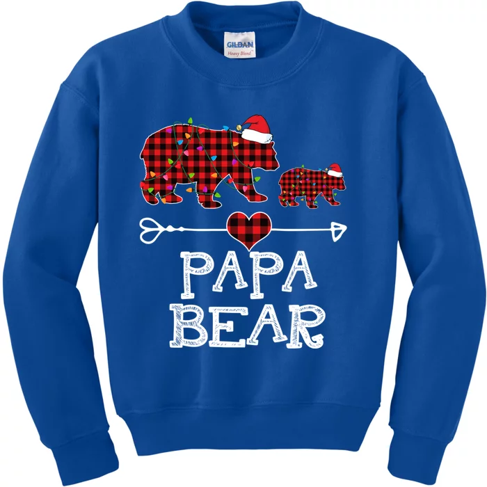 Papa Bear Gift Red Buffalo Plaid Papa Bear Pajama Gift Kids Sweatshirt