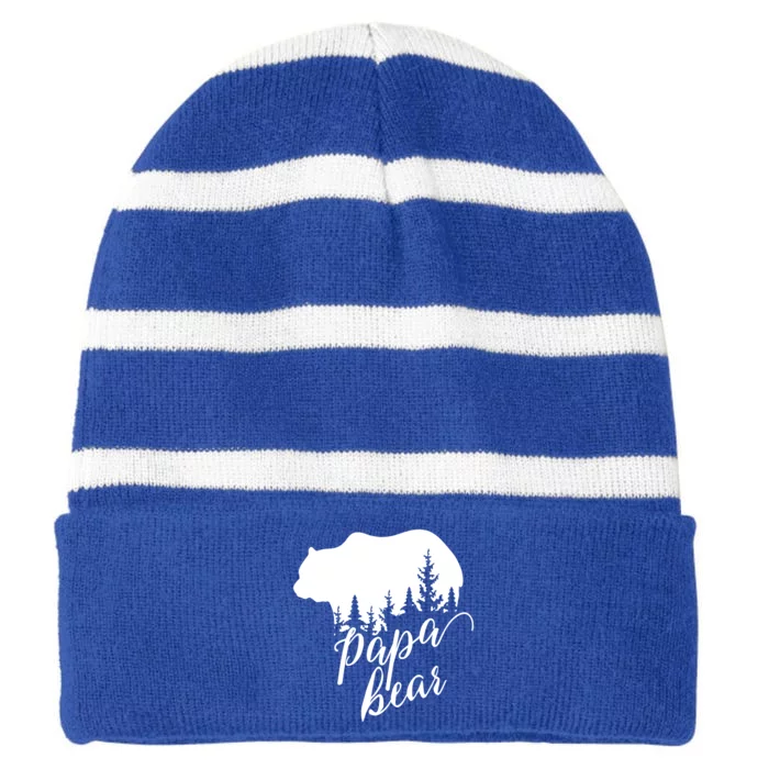 Papa Bear Gift Striped Beanie with Solid Band