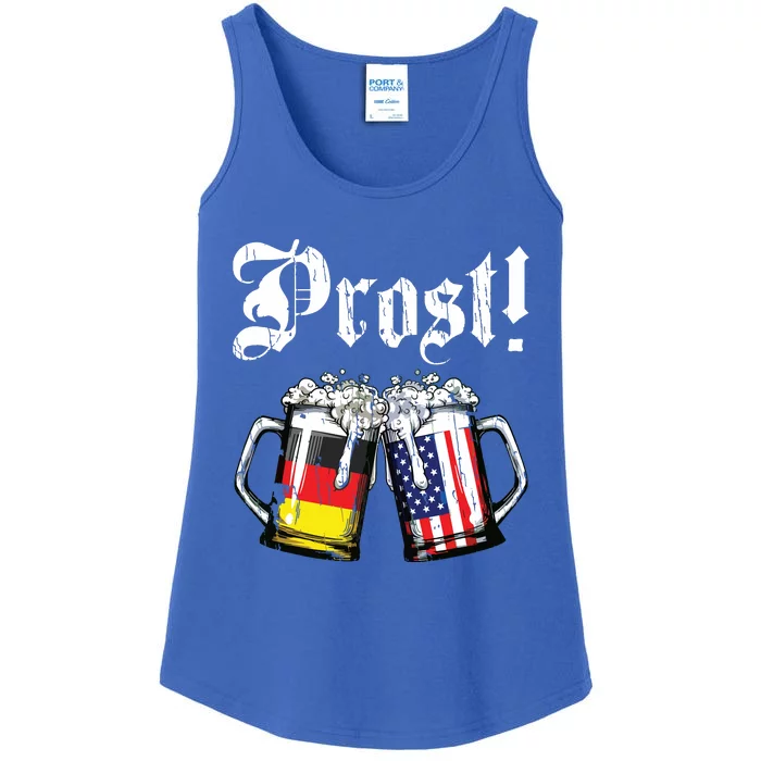 Prost Beer German American Flag Oktoberfest Mug Ladies Essential Tank