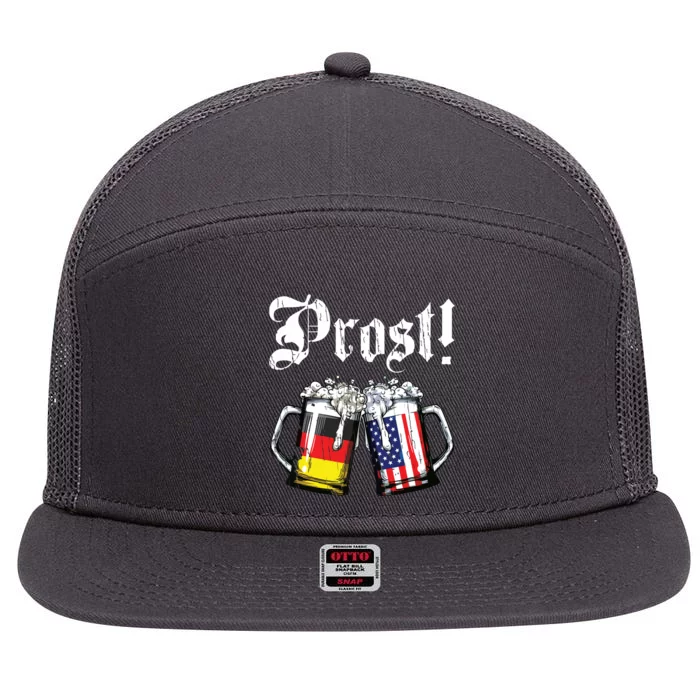 Prost Beer German American Flag Oktoberfest Mug 7 Panel Mesh Trucker Snapback Hat