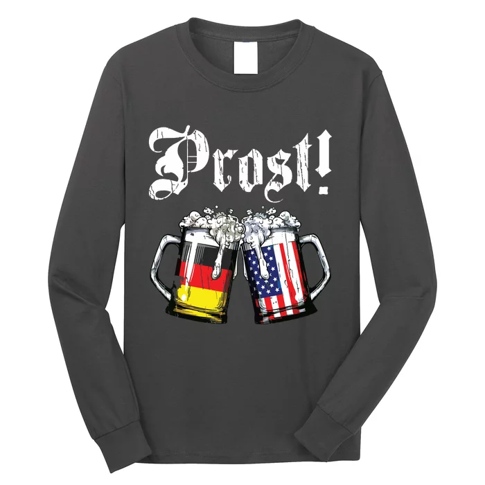 Prost Beer German American Flag Oktoberfest Mug Long Sleeve Shirt