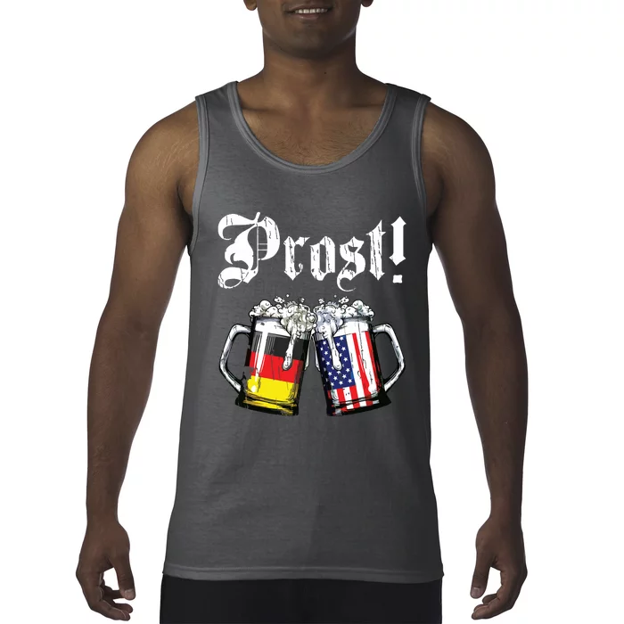 Prost Beer German American Flag Oktoberfest Mug Tank Top