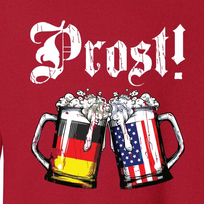 Prost Beer German American Flag Oktoberfest Mug Toddler Sweatshirt