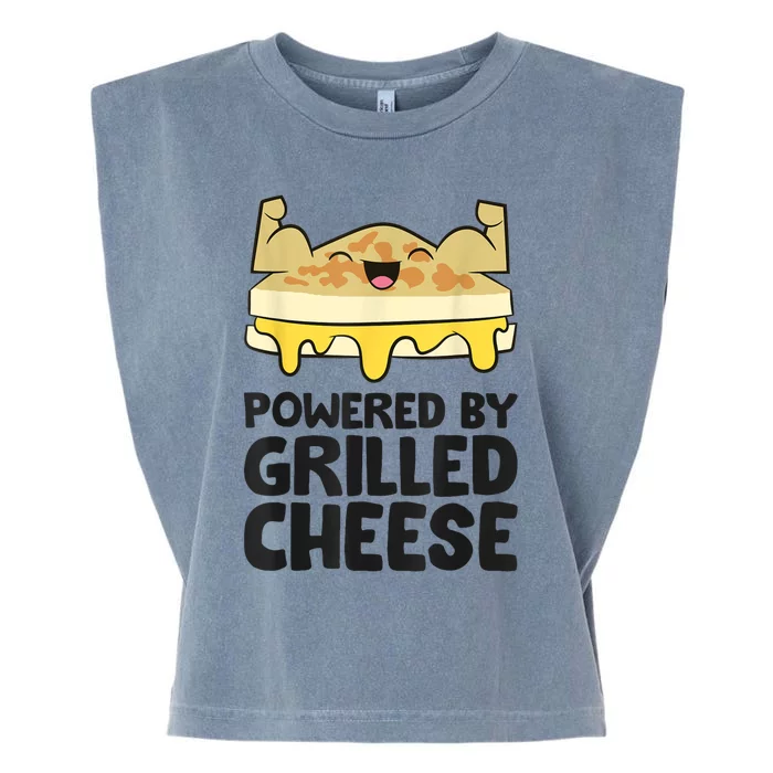 Powered By Grilled Cheese Funny Grilled Cheese Garment-Dyed Women's Muscle Tee