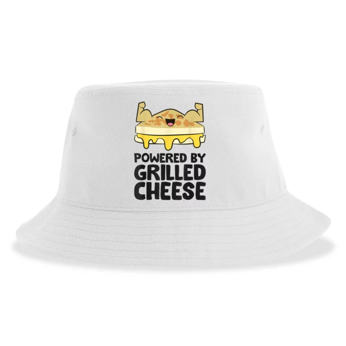 Powered By Grilled Cheese Funny Grilled Cheese Sustainable Bucket Hat