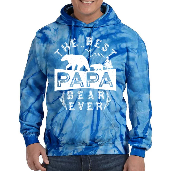 Papa Bear Gift With Cub Dad Christmas Birthday Gift Tie Dye Hoodie