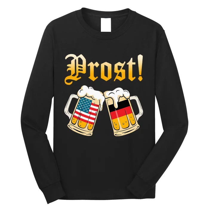 Prost Beer German American Flag Oktoberfest Long Sleeve Shirt