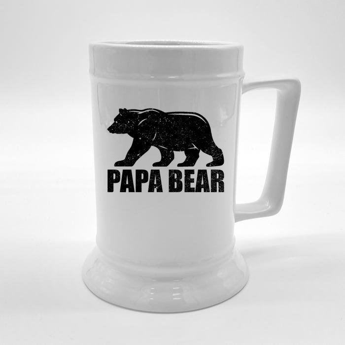 Papa Bear Gift Distressed Fathers Day Papa Bear Gift Front & Back Beer Stein