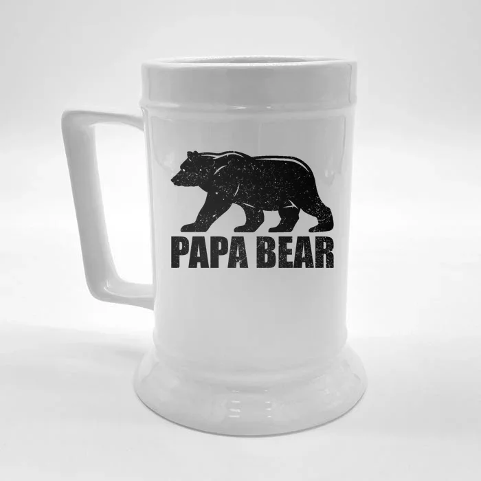 Papa Bear Gift Distressed Fathers Day Papa Bear Gift Front & Back Beer Stein