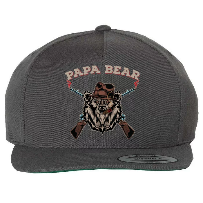 Papa Bear Great Gift Gangster Christmas Birthday Gift Wool Snapback Cap