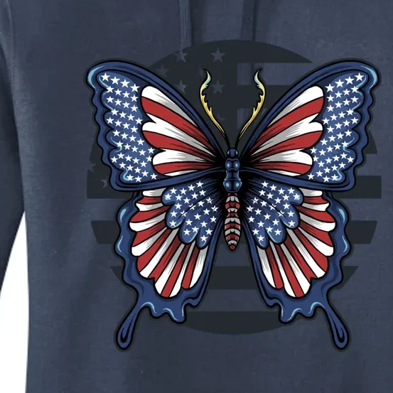 Patriotic Butterfly Gift 4th Of July Usa Flag Cute Gift Cute Gift Women's Pullover Hoodie