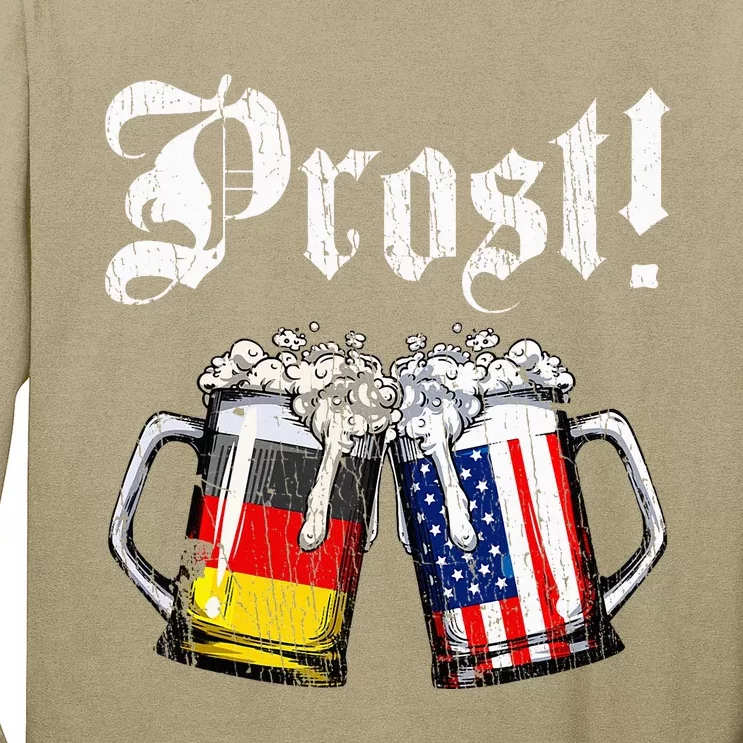 Prost Beer German American Flag Long Sleeve Shirt