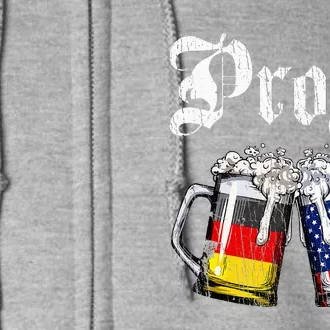 Prost Beer German American Flag Full Zip Hoodie